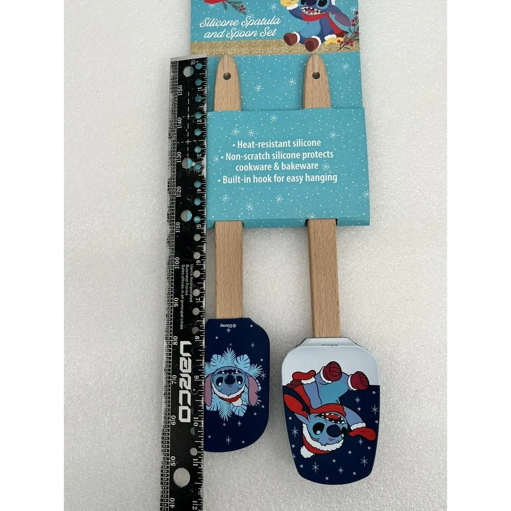 Disney Stitch Christmas Silicone Spatula & Spoon Set Blue Winter Holidays Snow
